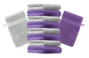 Betz Waschhandschuh »10 Stück Waschhandschuhe Premium 100% Baumwolle Waschlappen Set 16x21 cm Farbe lila und Silbergrau«