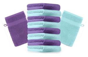 Betz Waschhandschuh »10 Stück Waschhandschuhe Premium 100% Baumwolle Waschlappen Set 16x21 cm Farbe lila und türkis«