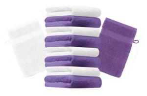 Betz Waschhandschuh »10 Stück Waschhandschuhe Premium 100% Baumwolle Waschlappen Set 16x21 cm Farbe lila und weiß«