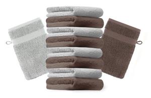 Betz Waschhandschuh »10 Stück Waschhandschuhe Premium 100% Baumwolle Waschlappen Set 16x21 cm Farbe nussbraun und Silbergrau«