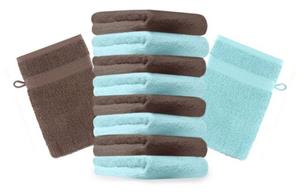 Betz Waschhandschuh »10 Stück Waschhandschuhe Premium 100% Baumwolle Waschlappen Set 16x21 cm Farbe nussbraun und türkis«