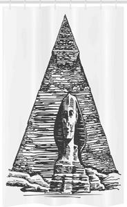 Abakuhaus Duschvorhang »Badezimmer Deko Set aus Stoff mit Haken« Breite 120 cm, Höhe 180 cm, ägyptisch Sphinx Pyramide Sketch