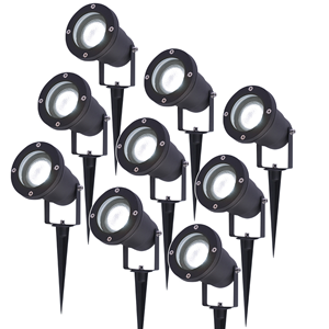 V-TAC Set van 9 LED Prikspots - 6000K Daglicht wit - Kantelbaar - IP44 Vochtbestendig - Aluminium - Tuinspot - Geschikt voor in de tuin - Zwart - 3 jaar garantie