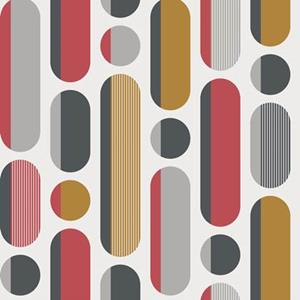 Envy - Vliesbehang - Morse - Rood/grijs/geel - 10mx52cm