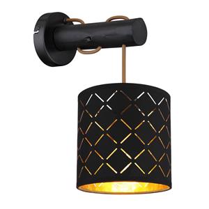 Globo Textil-Wandlampe Clarke, schwarz-gold