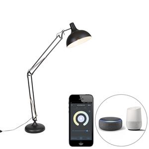 Qazqa Smart Vloerlamp Zwart Verstelbaar Incl. Wifi A60 - Hobby