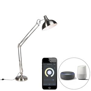 Qazqa Smart Vloerlamp Staal Incl. Wifi A60 - Hobby