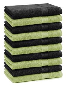 Betz Gästehandtücher »10 Stück Gästehandtücher Premium 100% Baumwolle Gästetuch-Set 30x50 cm Farbe apfelgrün und schwarz«