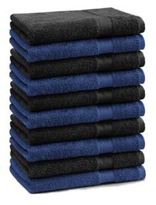Betz Gästehandtücher »10 Stück Gästehandtücher Premium 100% Baumwolle Gästetuch-Set 30x50 cm Farbe dunkelblau und schwarz«