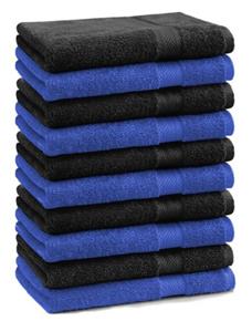 Betz Gästehandtücher »10 Stück Gästehandtücher Premium 100% Baumwolle Gästetuch-Set 30x50 cm Farbe royalblau und schwarz«