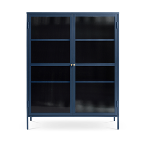 Olivine Katja metalen vitrinekast blauw - 140 x 40 cm