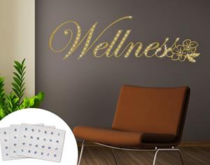 Klebefieber Wandtattoo Badezimmer Wellness inkl. 3x 15 Swarovski Kristalle