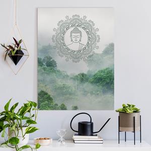 Klebefieber Leinwandbild Buddha Mandala im Nebel