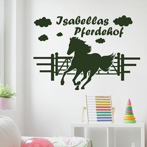 Klebefieber Wandtattoo Kinderzimmer Spruch Pferdekoppel mit Wunschname - Pferd