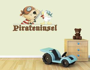 Klebefieber Wandtattoo Kinderzimmer Steinbeck - Pitzelpatz und Schnaddeldatz auf Pirateninsel