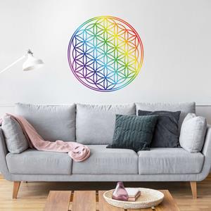 Klebefieber Wandtattoo Blume des Lebens Regenbogenfarbe