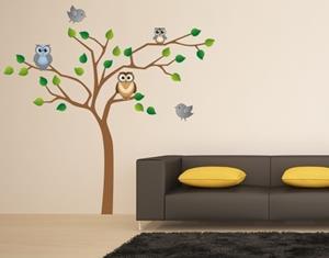 Klebefieber Wandtattoo Kinderzimmer Edle Eulen auf Baum