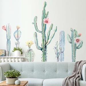 Klebefieber Wandtattoo 14-teilig Aquarell Kaktus Blüte Set XXL