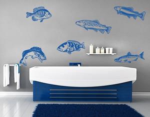 Klebefieber Wandtattoo Badezimmer Fisch-Set