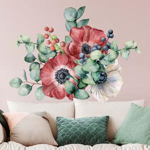 Klebefieber Wandtattoo Aquarell Eukalyptus Anemonen Bouquet XXL