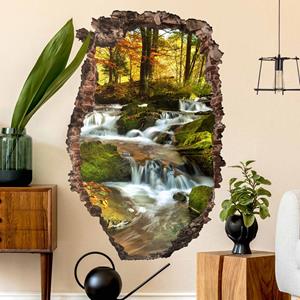 Klebefieber Wandtattoo Wasserfall herbstlicher Wald