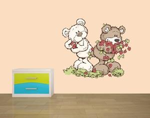 Klebefieber Wandtattoo Kinderzimmer NICI - Classic Bear Himbeeren sammeln