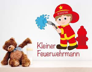 Klebefieber Wunschtext-Wandtattoo Kinderzimmer Kleiner Feuerwehrmann