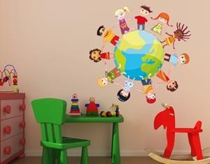 Klebefieber Wandtattoo Kinderzimmer Kinder-Weltkugel