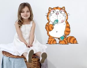 Klebefieber Wandtattoo Kinderzimmer NICI - Cool Cats Hungry mit Fisch