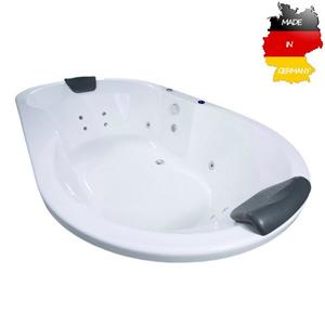 Basera Whirlpool-Badewanne »BASIC Indoor Podest-Whirlpool Badewanne Corvo 195 x 100 cm«, (Komplett-Set), mit 12 Massagedüsen, LED-Ambiente