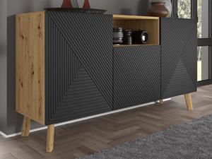 Mobistoxx Dressoir LUFFY 3 deuren artisan eik/zwart