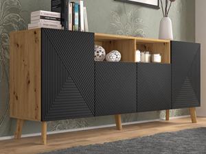 Mobistoxx Dressoir LUFFY 4 deuren artisan eik/zwart