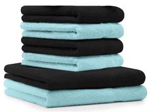 Betz Handtuch Set »6 TLG. Handtuch-Set Premium 100% Baumwolle 2 Duschtücher 4 Handtücher Farbe schwarz und türkis«