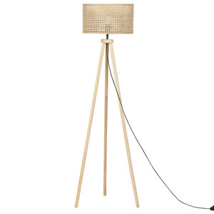 Beliani - Stehlampe Naturfarben Rattan 150 cm Hoch Trommelform Tripod Dreibein Stativ Lampe Boho Modern für Wohnzimmer Schlafzimmer Flur - Natürlich