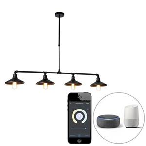 Qazqa - Smart hanglamp zwart 4-lichts incl. Wifi ST64 - Laser - Schwarz