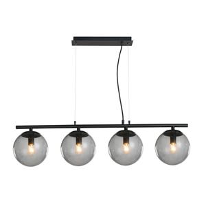 Lucande Sotiana hanglamp, 4 glasbollen, zwart
