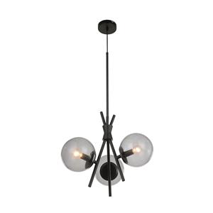 Lucande Sotiana hanglamp, 3-lamps, rond, zwart