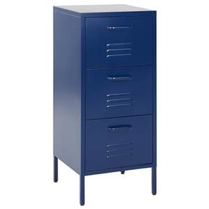 Beliani - Hoher Aktenschrank Blau Stahl 43x40x103 cm mit 3 Schubladen Industrie Stil Büro Wohnzimmer Schlafzimmer Kinderzimmer Bad - Blau
