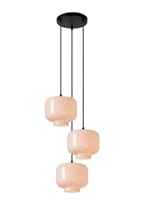 Lucide Pendelleuchte Medine in Beige und Schwarz E27 3-flammig rund