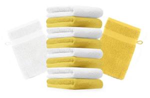 Betz Waschhandschuh »10 Stück Waschhandschuhe Premium 100% Baumwolle Waschlappen Set 16x21 cm Farbe gelb und weiß« (10-tlg)