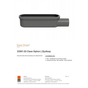 Easy Drain clean sifon zijuitloop voor waterslot 50 mm