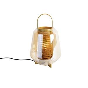 QAZQA Tafellamp kevin - Goud/messing - Art Deco - D 23cm