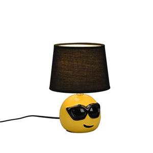 Reality Leuchten Tischlampe Coolio mit Smiley, Stoffschirm schwarz