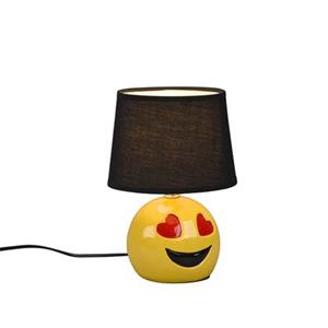 Reality Leuchten Tischlampe Lovely mit Smiley, Stoffschirm schwarz