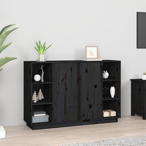 vidaXL Sideboard Schwarz 120x35x80 cm Massivholz Kiefer 