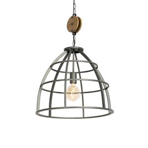 QAZQA Industriële hanglamp zwart met hout 47 cm - Arthur