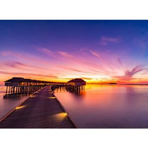 Papermoon Fotobehang Sunset pier Maldives