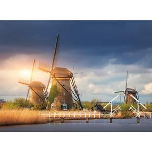 Papermoon Fotobehang Windmills Kinderdijk Sunset