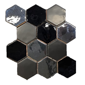 Terre d'Azur Hexagonale Mosaic wandtegel 28x30cm zwart