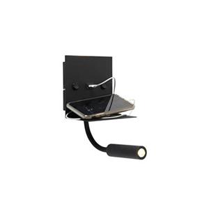 QAZQA Moderne Wandleuchte USB schwarz mit Flexarm ohne Schirm - Duppio